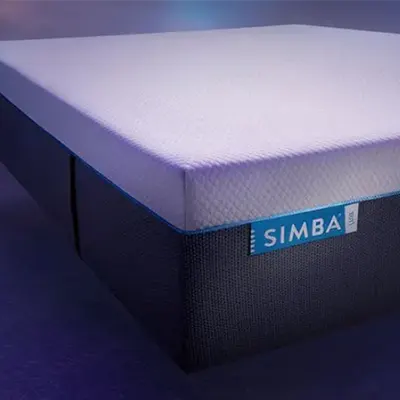 Ett hörn av Simba Hybrid Luxe madrass.