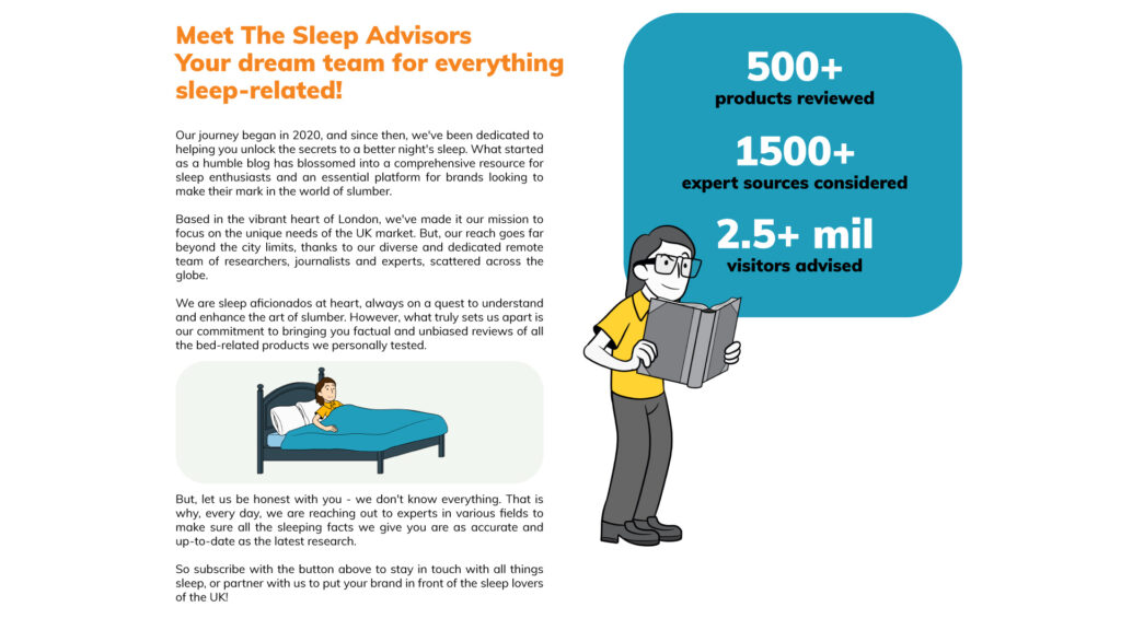 en infografik som visar mer information om The Sleep Advisors